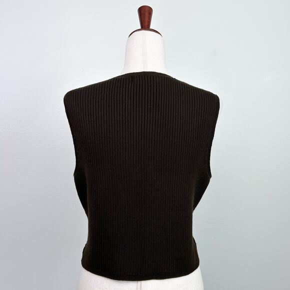 Liz Claiborne Vintage Genuine Suede Chocolate Brown V-Neck Vest - Picture 9 of 11